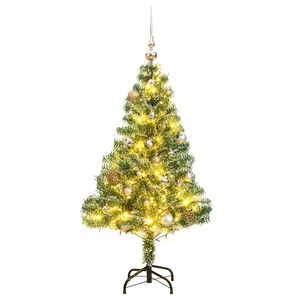 vidaXL Sztuczna choinka ze 150 LED, bombkami i śniegiem, 150 cm