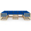 vidaXL 10-cz. zestaw mebli do ogrodu z poduszkami, impregnowana sosna