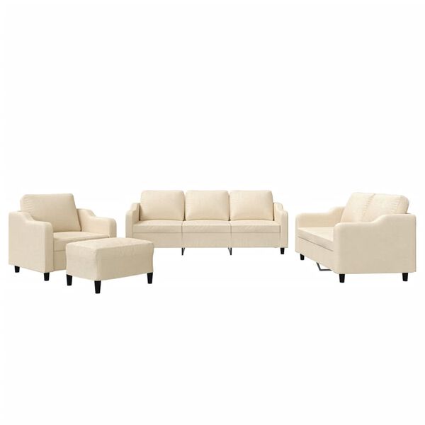 vidaXL 4-częściowy komplet wypoczynkowy, obity tkaniną, kremowa