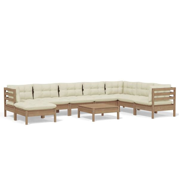 vidaXL 9-cz. zestaw wypoczynkowy do ogrodu z poduszkami, miodowy brąz