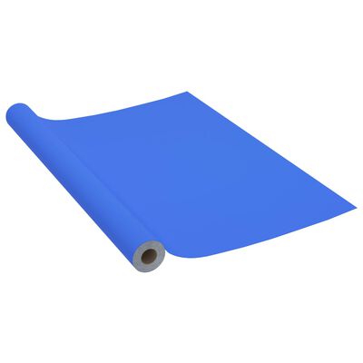 vidaXL Okleina meblowa, niebieska, wysoki połysk, 500x90 cm, PVC
