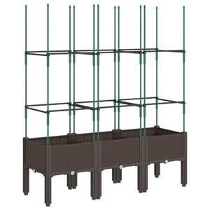 vidaXL Donica ogrodowa z kratką, brązowa, 120x40x142,5 cm, PP