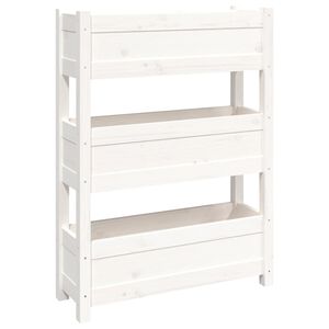 vidaXL Donica, biała, 77x25x104,5 cm, lite drewno sosnowe