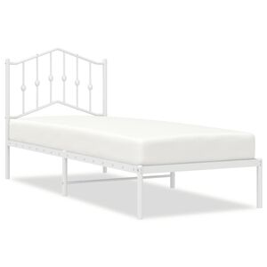 vidaXL Metalowe ł&oacute;żko z wezgłowiem, bez materaca, białe, 75x190 cm