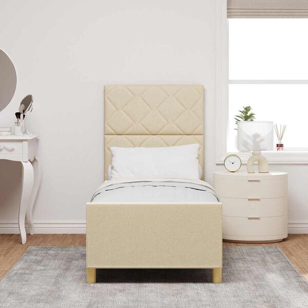 vidaXL Ramka ł&oacute;żka Z zagł&oacute;wkiem Kremowy 80 x 200 cm tkanina