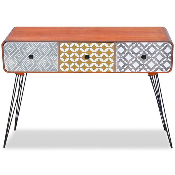 vidaXL Stolik typu konsola z trzema szufladami, brązowy