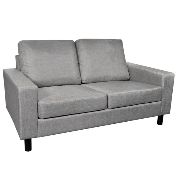 vidaXL Sofa 2-osobowa, materiałowa, jasnoszara