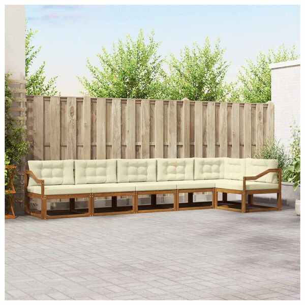 vidaXL Zestaw sof na zewnątrz z poduszką 6 pcs Naturalny i Kremowy