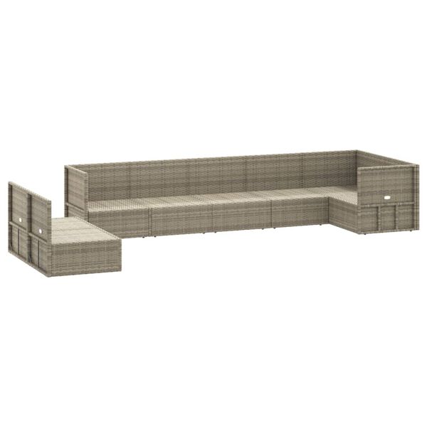 vidaXL 8-cz. zestaw wypoczynkowy do ogrodu, poduszki, rattan PE, szary