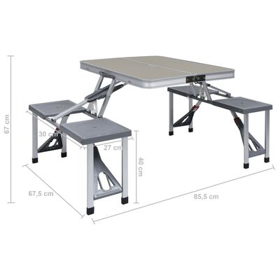 vidaXL Składany stolik turystyczny z 4 siedziskami, stal, aluminium