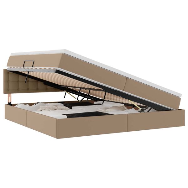 vidaXL Ł&oacute;żko z miejscem na przechowywanie i materacem Kawowy