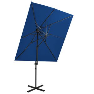 vidaXL Parasol wiszący z podw&oacute;jną czaszą, 250x250 cm, niebieski