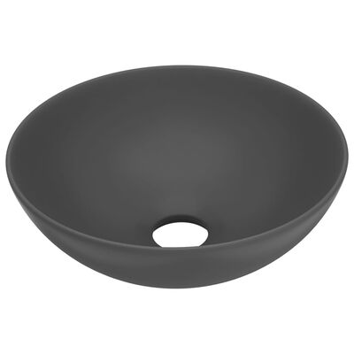 vidaXL Umywalka łazienkowa, ceramiczna, ciemnoszara, okrągła