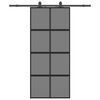 vidaXL Drzwi przesuwne z zestawem okuć czarne 90x205cm szkło hartowane