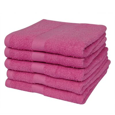 vidaXL Ręczniki, 5 szt., bawełna, 500 g/m², 70x140 cm, różowe