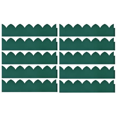 vidaXL Obrzeża trawnikowe, 10 szt., zielone, 65x15 cm, PP