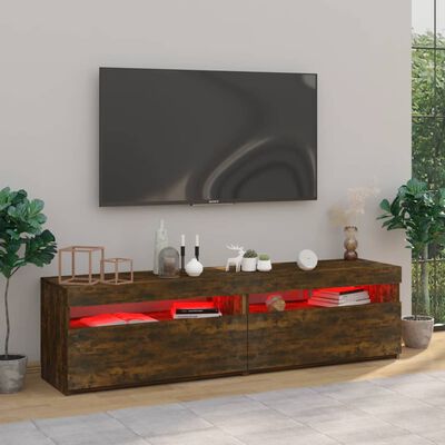 vidaXL Szafki pod TV z LED, 2 szt., przydymiony dąb, 75x35x40 cm
