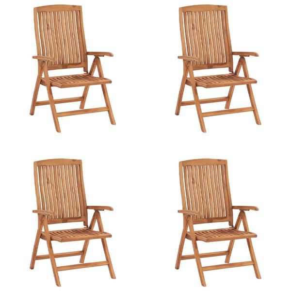 vidaXL Rozkładane krzesła ogrodowe z poduszkami, 4 szt., drewno tekowe