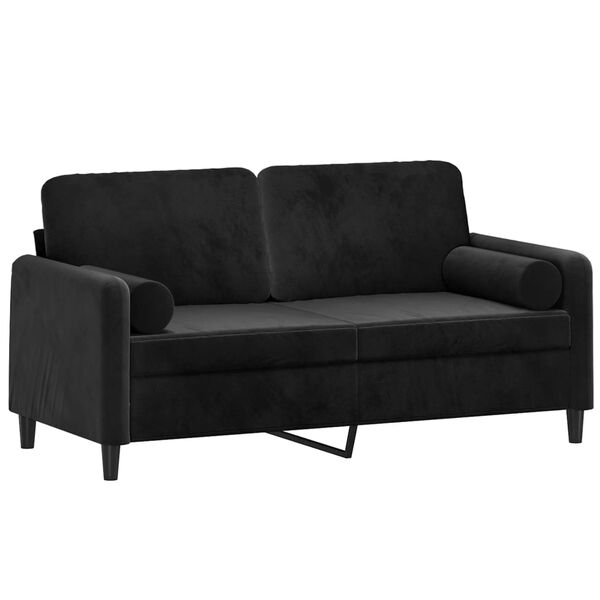 vidaXL 2-osobowa sofa z poduszkami, czarna, 140 cm, aksamit