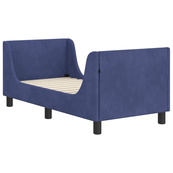 vidaXL Stelaż łóżka dla malucha z oparciem Niebieski policyjny