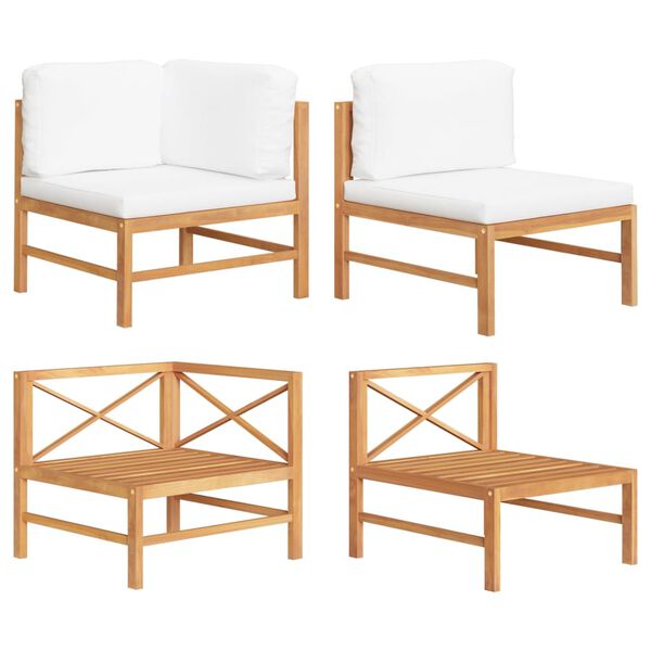 vidaXL 2-cz. zestaw wypoczynkowy do ogrodu, kremowe poduszki, tekowy