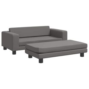 vidaXL Sofa dziecięca z podn&oacute;żkiem, szara, 100x50x30 cm, ekosk&oacute;ra