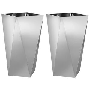 vidaXL Donica 2 szt. Srebrny 40 x 40 x 75 cm Stal Galwanizowana