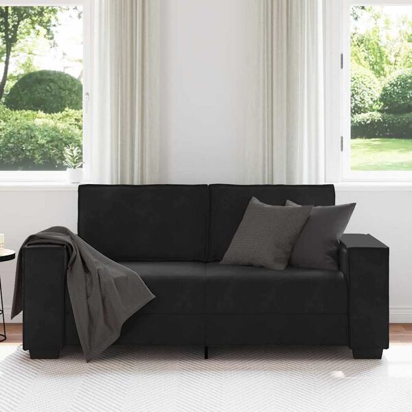 vidaXL Sofa 2-osobowa, czarna, 180x78x84 cm, tapicerowana aksamitem