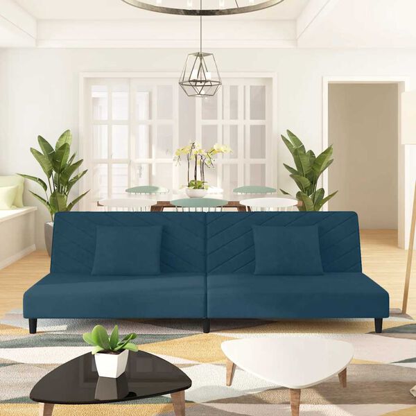 vidaXL 2-osobowa kanapa, 2 poduszki, czerwone wino, aksamitna