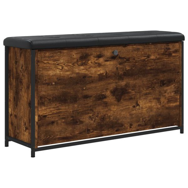 vidaXL Ławka na buty z uchylaną szufladą, przydymiony dąb, 102x32x56cm