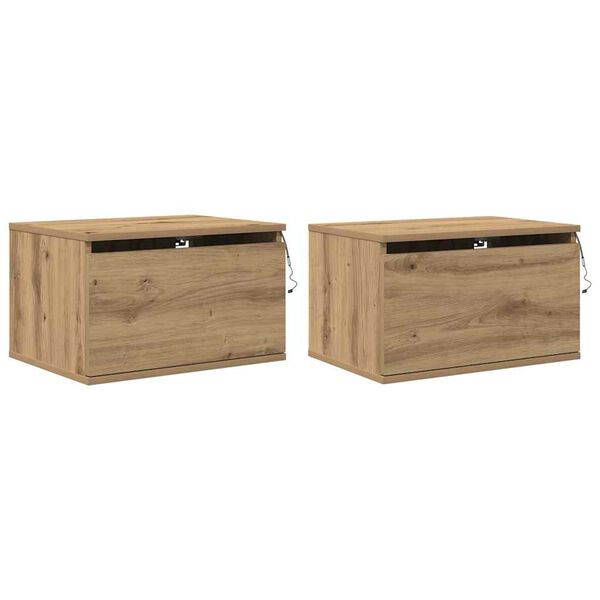 vidaXL Ścienny stolik nocny 2 pcs Dąb rzemieślniczy 50 x 36 x 30 cm