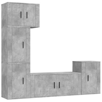 vidaXL 5-częściowy zestaw szafek telewizyjnych, szarość betonu