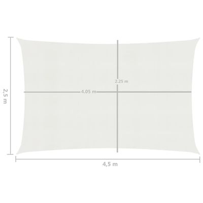 vidaXL Żagiel przeciwsłoneczny, 160 g/m², biały, 2,5x4,5 m, HDPE