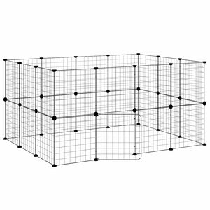 vidaXL Klatka dla zwierząt z bramką, 28 paneli, czarna, 140x105x70 cm, stal