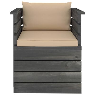 vidaXL Ogrodowy fotel z palet z poduszkami, drewno sosnowe