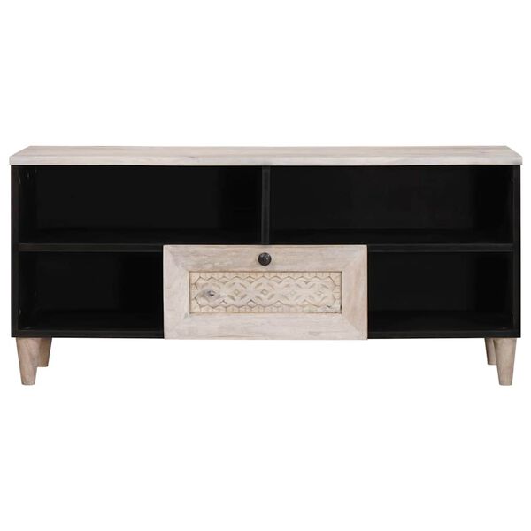 vidaXL Jednostki telewizyjne z szufladą z p&oacute;łką Biały 105 x 33 x 46 cm