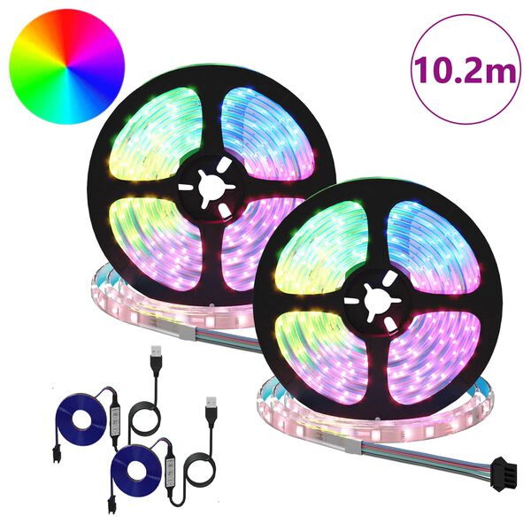 vidaXL Taśma LED 2 pcs Czarny i przezroczysty 5100 mm Miedź i plastik