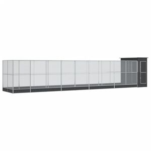 vidaXL Woliera z przedłużeniem, srebrna, 1037x203x216 cm, stalowa