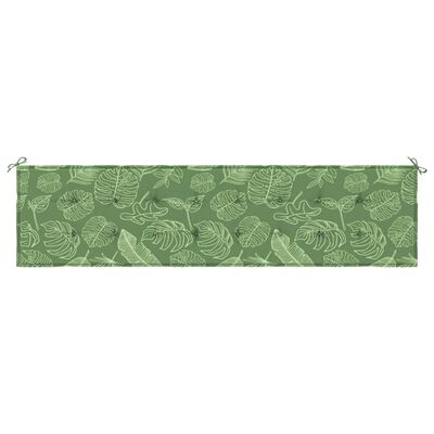 vidaXL Poduszka na ławkę ogrodową, wzór w liście, 200x50x3 cm, tkanina