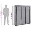 vidaXL Szafa z przegrodami i drążkami, szara, 150x45x175 cm, tkanina