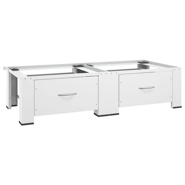 vidaXL Podw&oacute;jny podest z szufladami pod pralkę i suszarkę, biały