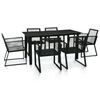 vidaXL 7-cz. zestaw mebli ogrodowych, rattan PVC, czarny