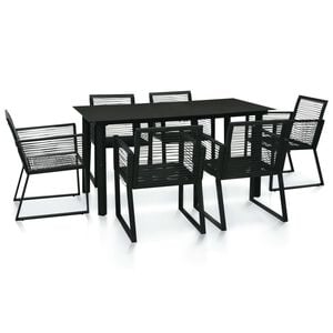 vidaXL 7-cz. zestaw mebli ogrodowych, rattan PVC, czarny