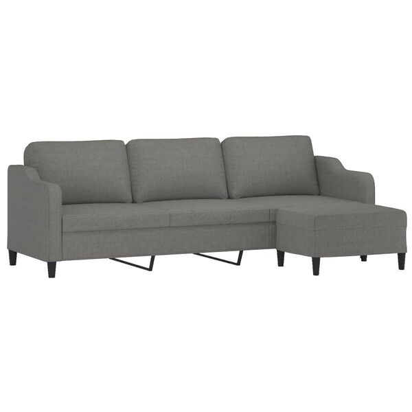 vidaXL 3-osobowa sofa z podn&oacute;żkiem, ciemnoszara, 210 cm, tkaniną