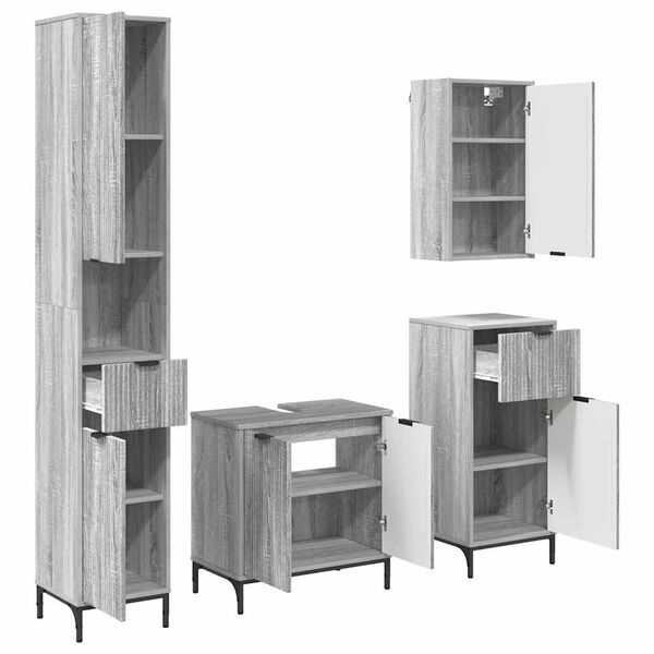 vidaXL Zestaw mebli łazienkowych z szufladą z drzwiami Szary Sonoma