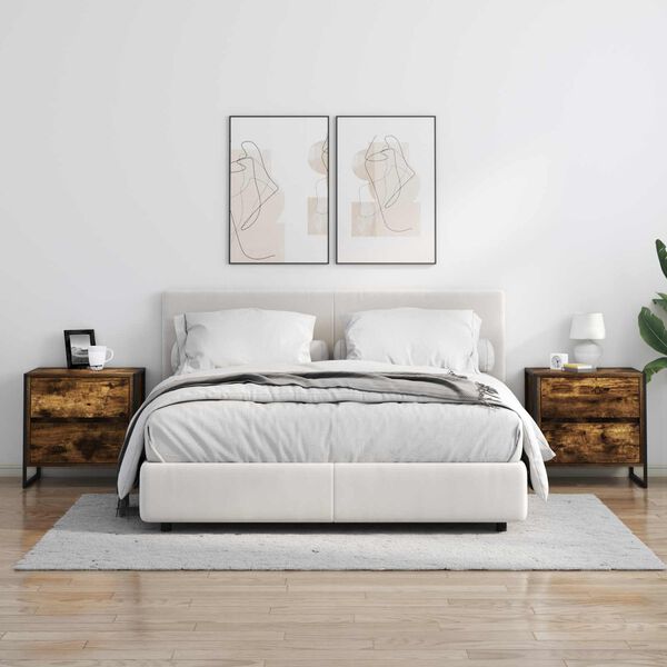 vidaXL Stolik nocny z szufladą Dąb dymny 50 x 39.5 x 50 cm