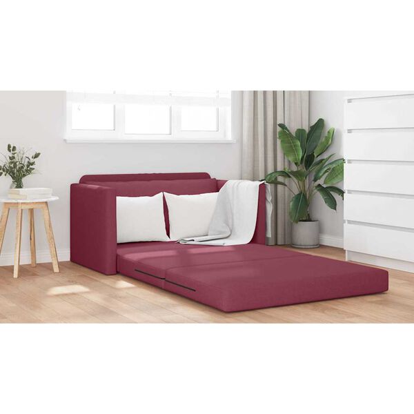 vidaXL Sofa Bed 110cm Czerwone wino tkanina