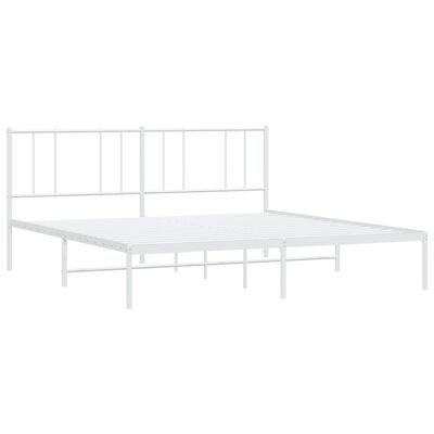 vidaXL Metalowa rama łóżka z wezgłowiem, biała, 200x200 cm