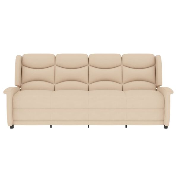 vidaXL Rozkładany fotel masujący, 4-os., kremowy, obity tkaniną