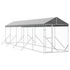 vidaXL Kojec dla psa, z dachem, srebrny, 2x10x2,5m, stal galwanizowana